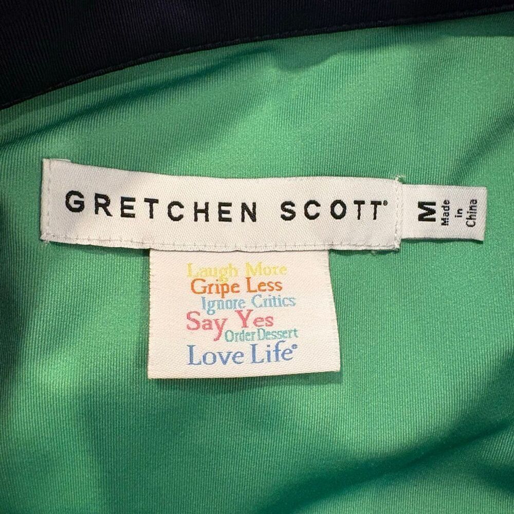 Gretchen Scott Navy Blue Tie Dress Stretch Size M Packable Travel - Picture 6 of 7